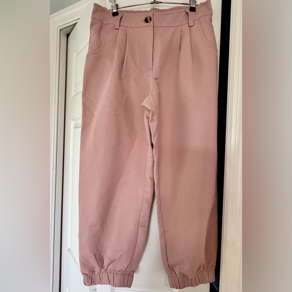 NWT Halara Women’s S Petite Blush Pink Jogger Pants Pull On Button Up w/Pockets